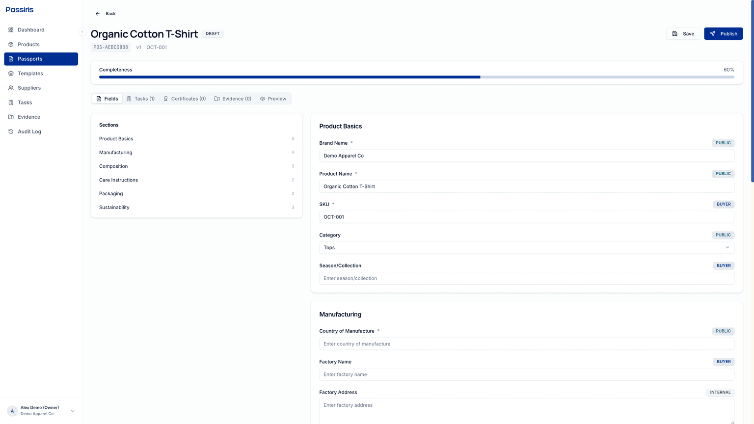 Digital Passports — Passiris platform